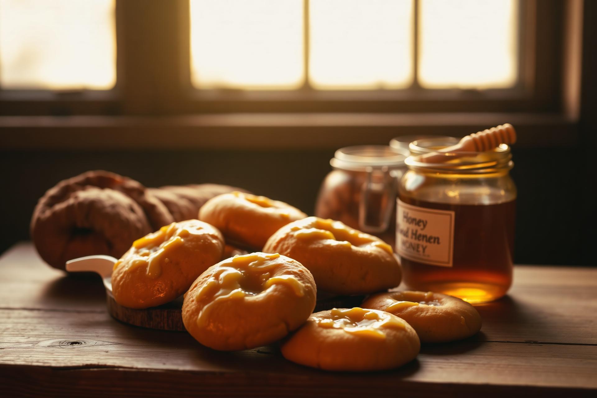 Fresh homemade bakes on a wooden table at golden hour